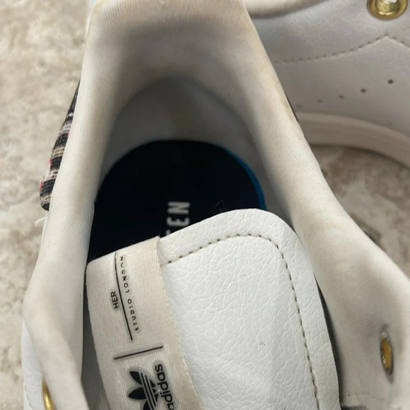 Adidas Stan Smith white plaid sneakers Studio London size 9 tennis shoes - Picture 7 of 16